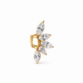 Ear cuff doré à strass – Éclat de feuilles