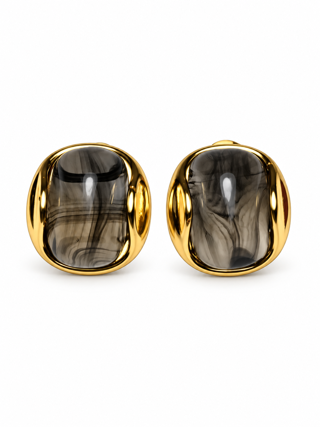 Boucles d’oreilles dorées effet marbré fumé