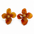 Boucles d’oreilles fleurs en relief caramel ambré