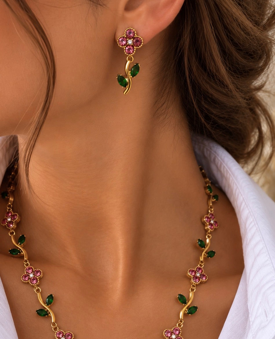 Boucles d’oreilles rose scintillantes