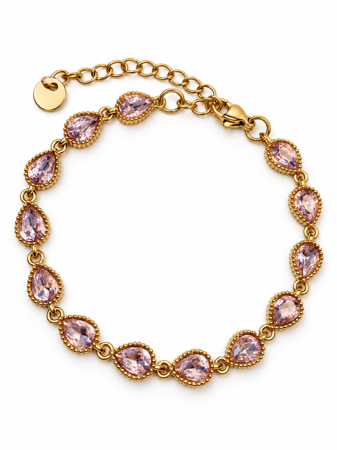 Bracelet goûtes scintillantes rose pale