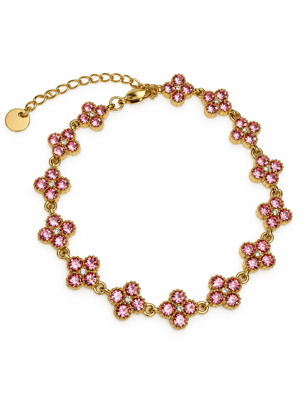 Bracelet trèfles roses en acier inoxydable