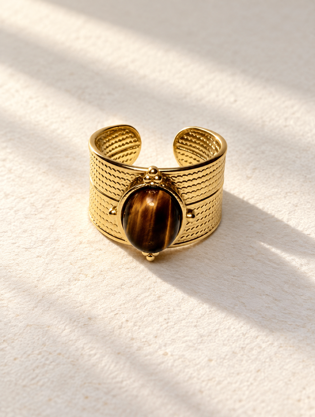 Bague manchette œil de tigre