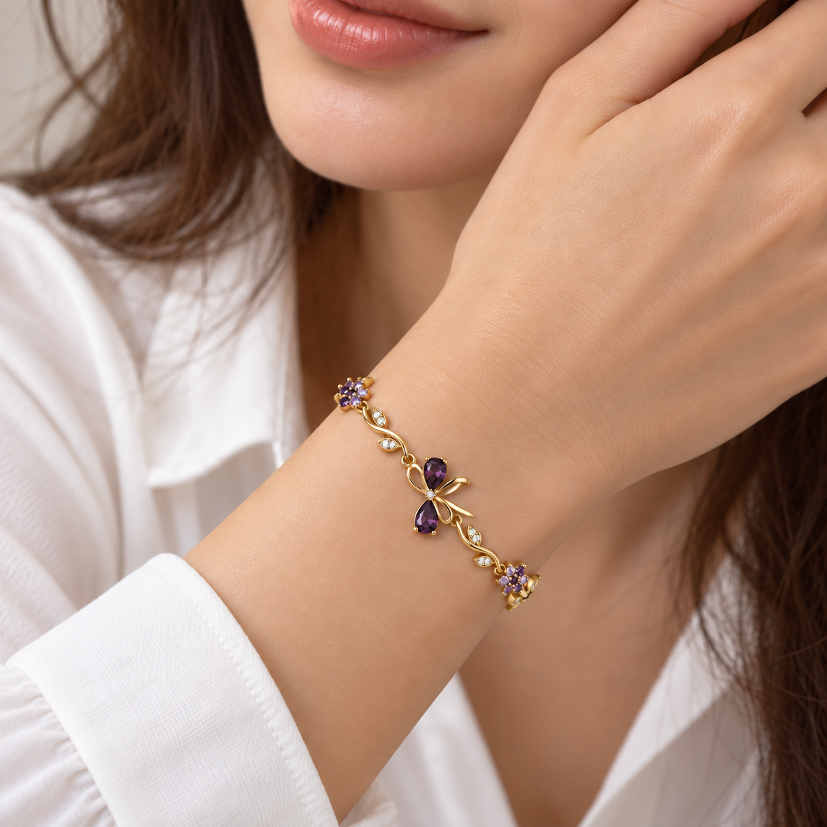 Bracelet nœud scintillant en acier inoxydable