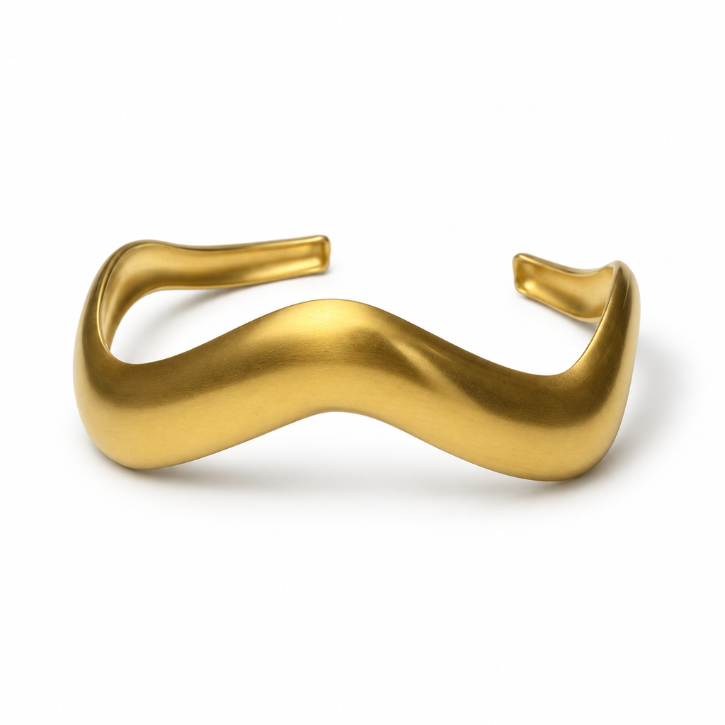 Bracelet jonc ondulé doré en acier inoxydable