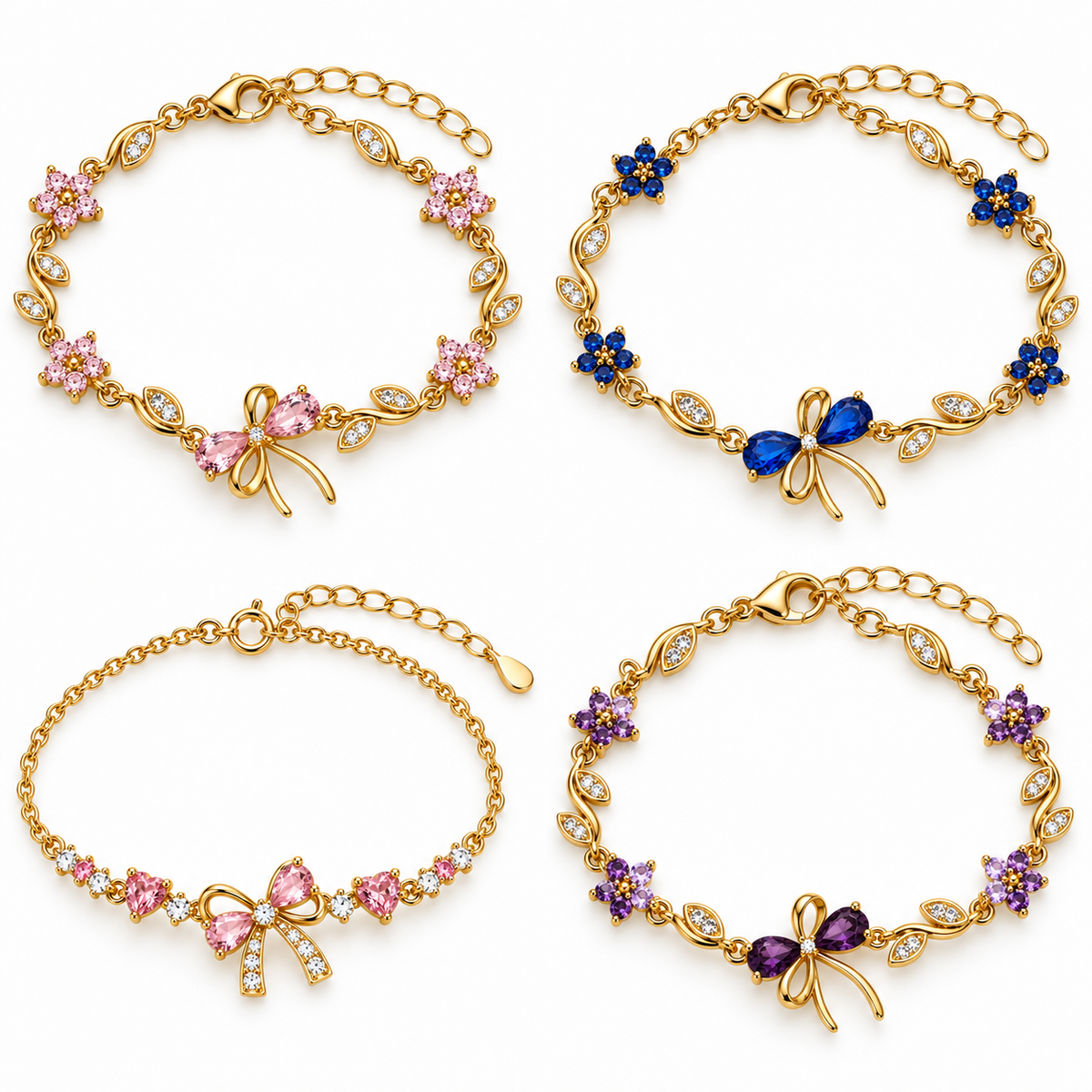 Bracelet nœud scintillant en acier inoxydable