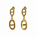 Boucles d’oreilles double maille marine dorées