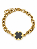 Bracelet doré à médaillon noir – Acier inoxydable