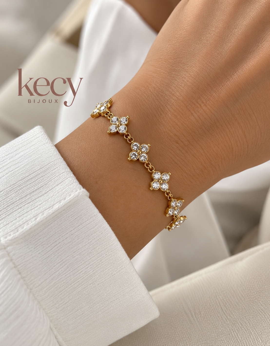 Bracelet trèfle blanc