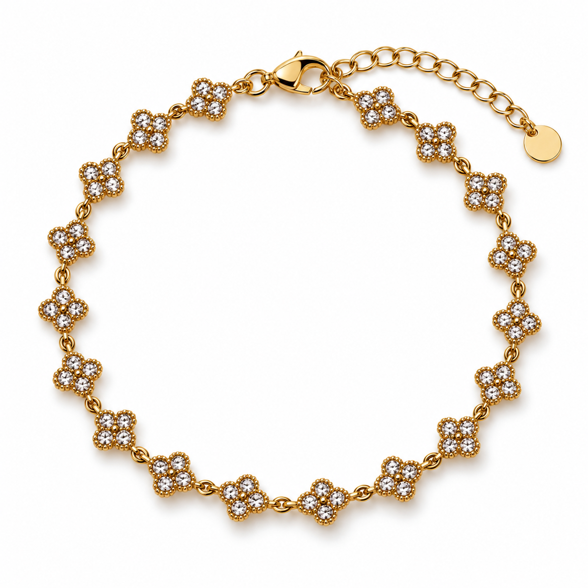 Bracelet doré à motifs trèfles scintillants