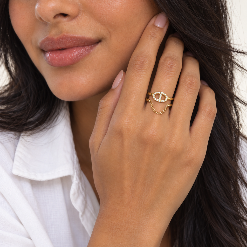 Bague maille marine chaînette