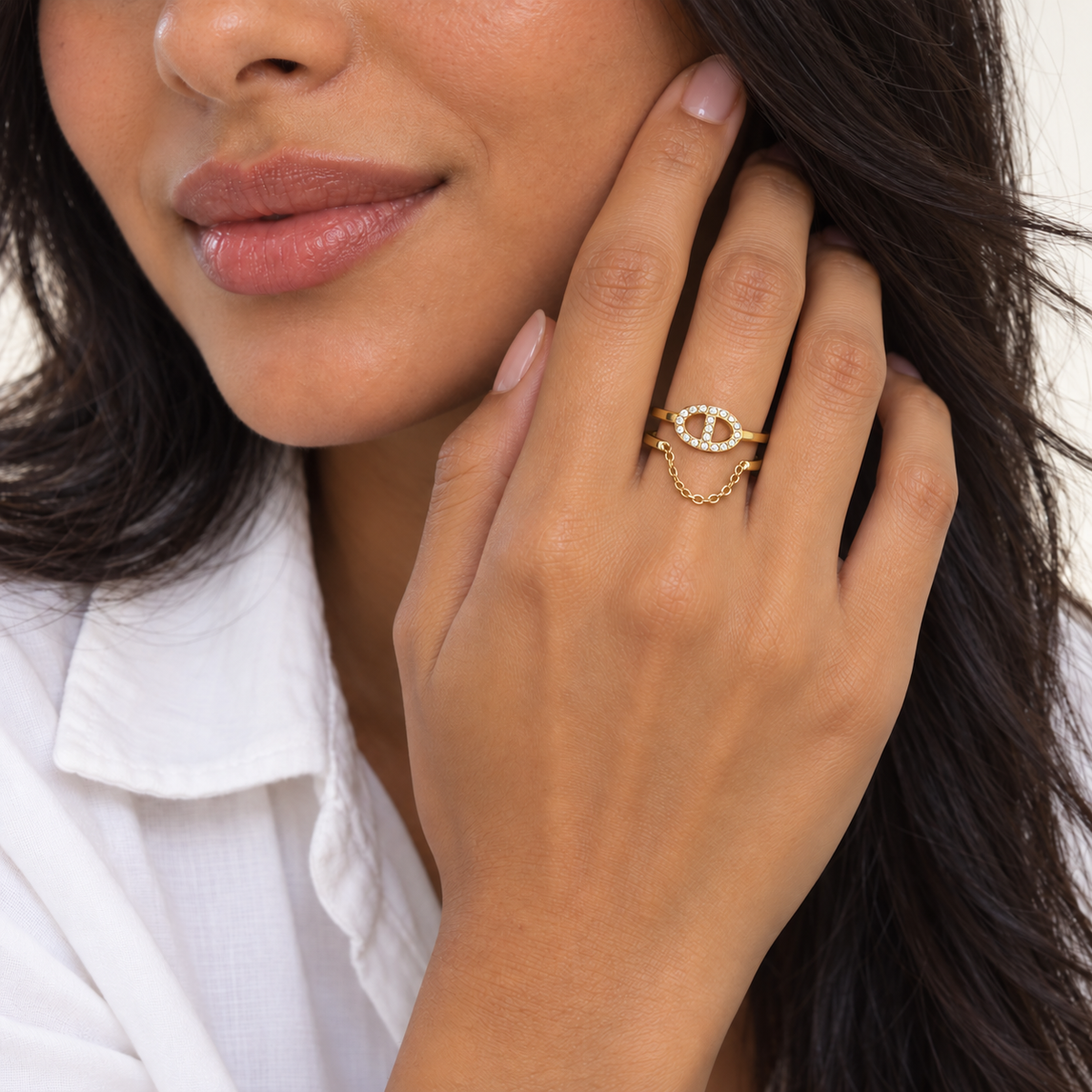 Bague maille marine chaînette