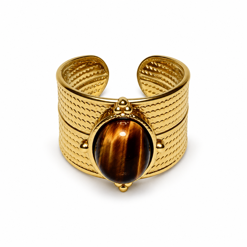 Bague manchette œil de tigre