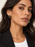 Boucles d’oreilles dorées effet marbré fumé