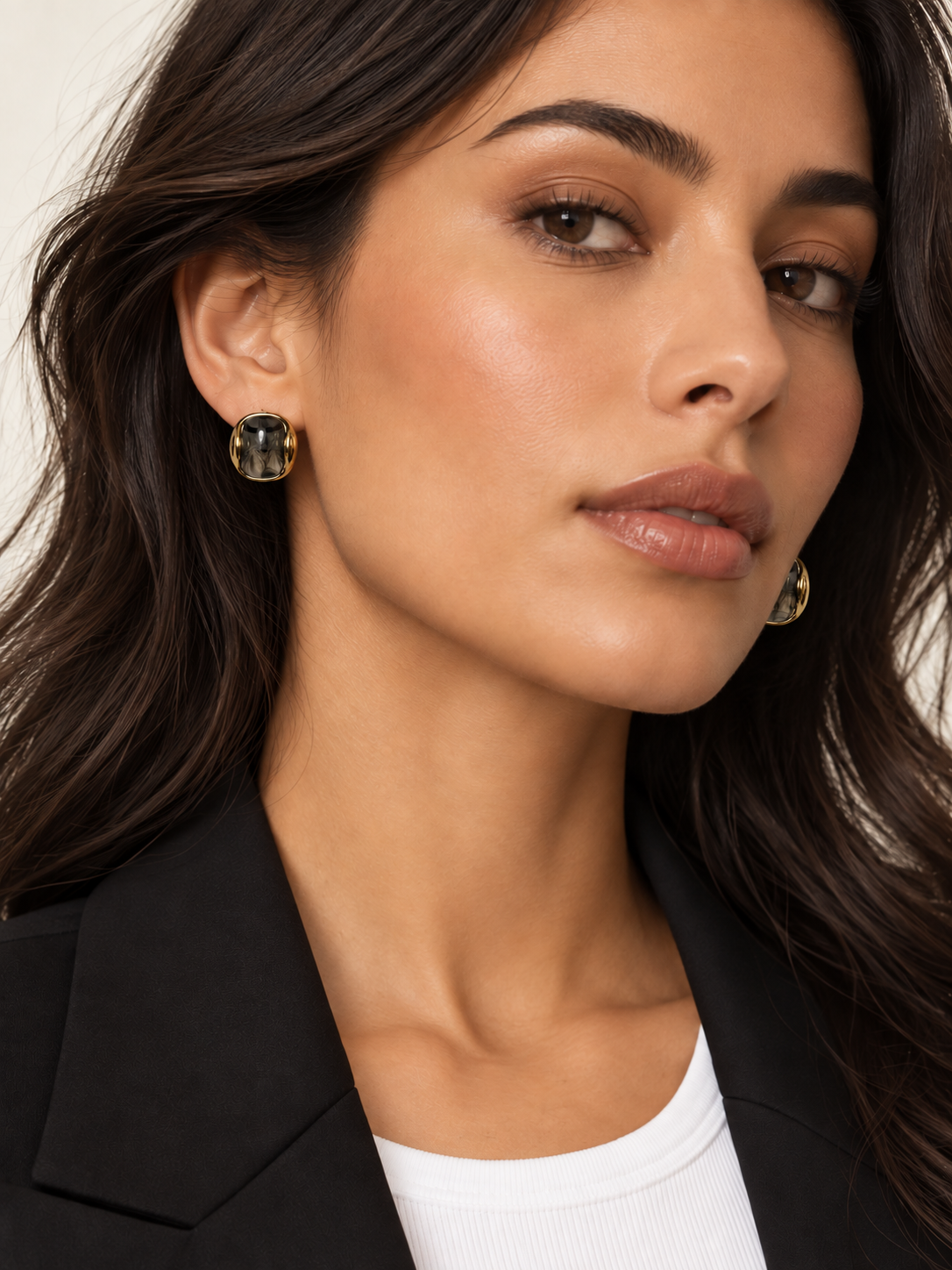 Boucles d’oreilles dorées effet marbré fumé