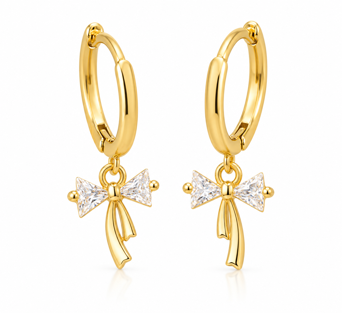 Boucles d’oreilles créoles nœud scintillant – Acier inoxydable doré