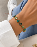 Bracelet trèfle vert clair et émeraude