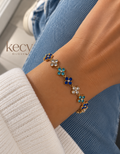 Bracelet trèfles bleu turquoise