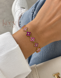 Bracelet trèfle rose et fuchsia