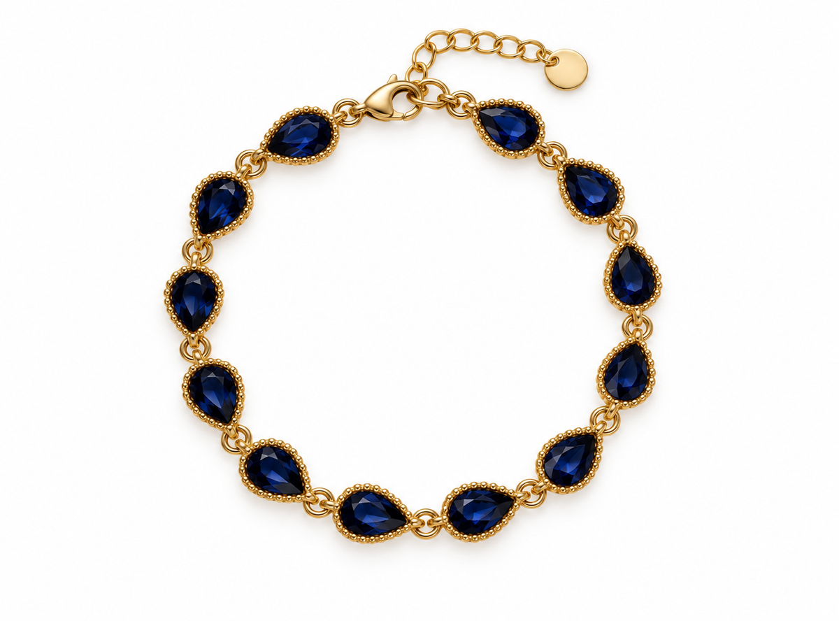 Bracelet goûtes scintillantes bleu