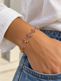 Bracelet trèfles roses en acier inoxydable