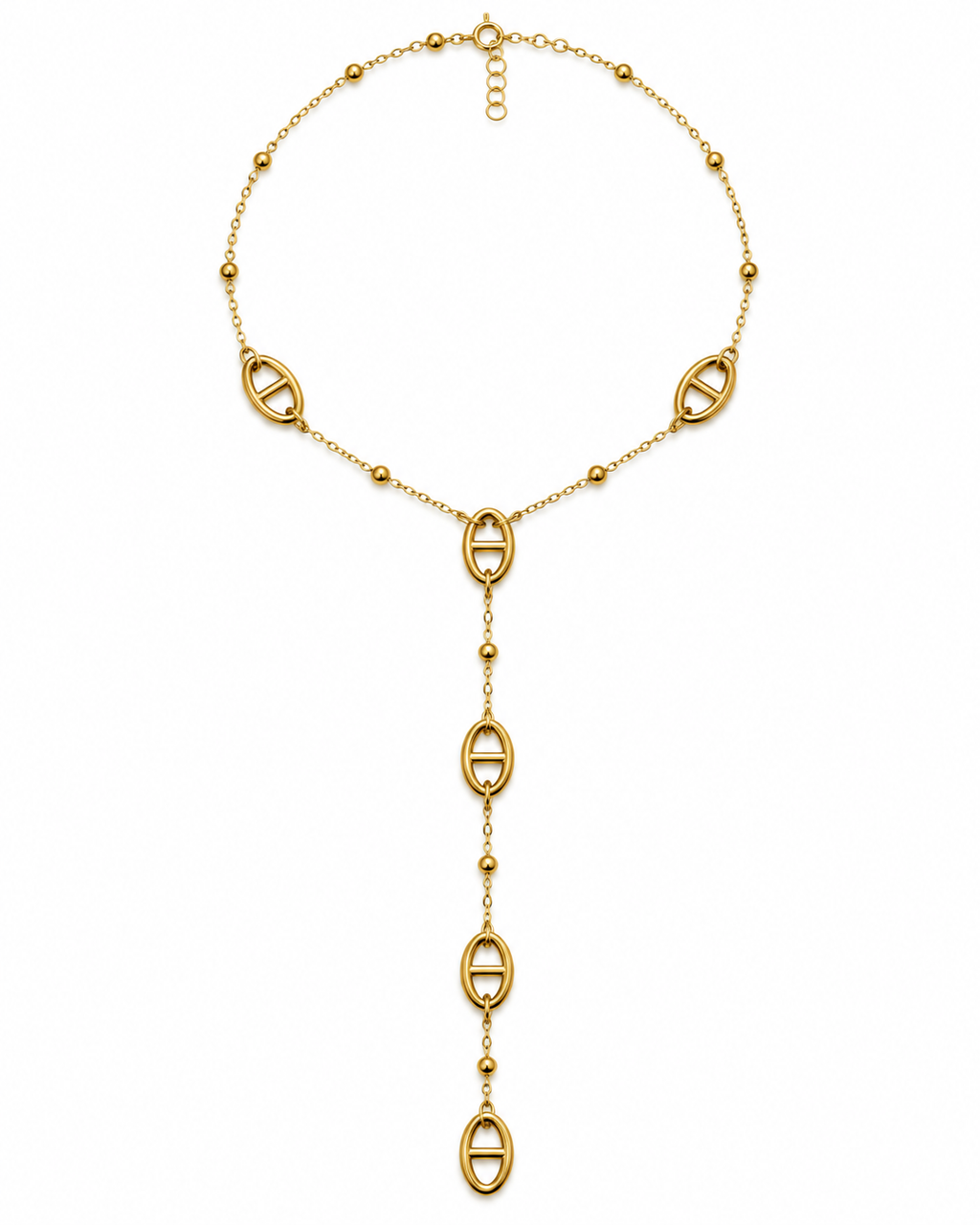 Collier doré pendant maille marine en acier inoxydable