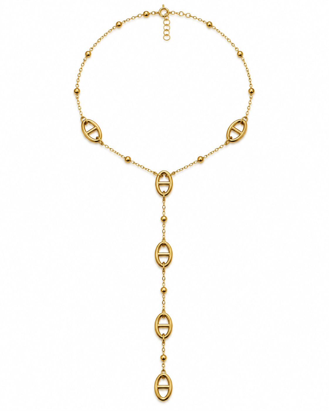 Collier doré pendant maille marine en acier inoxydable