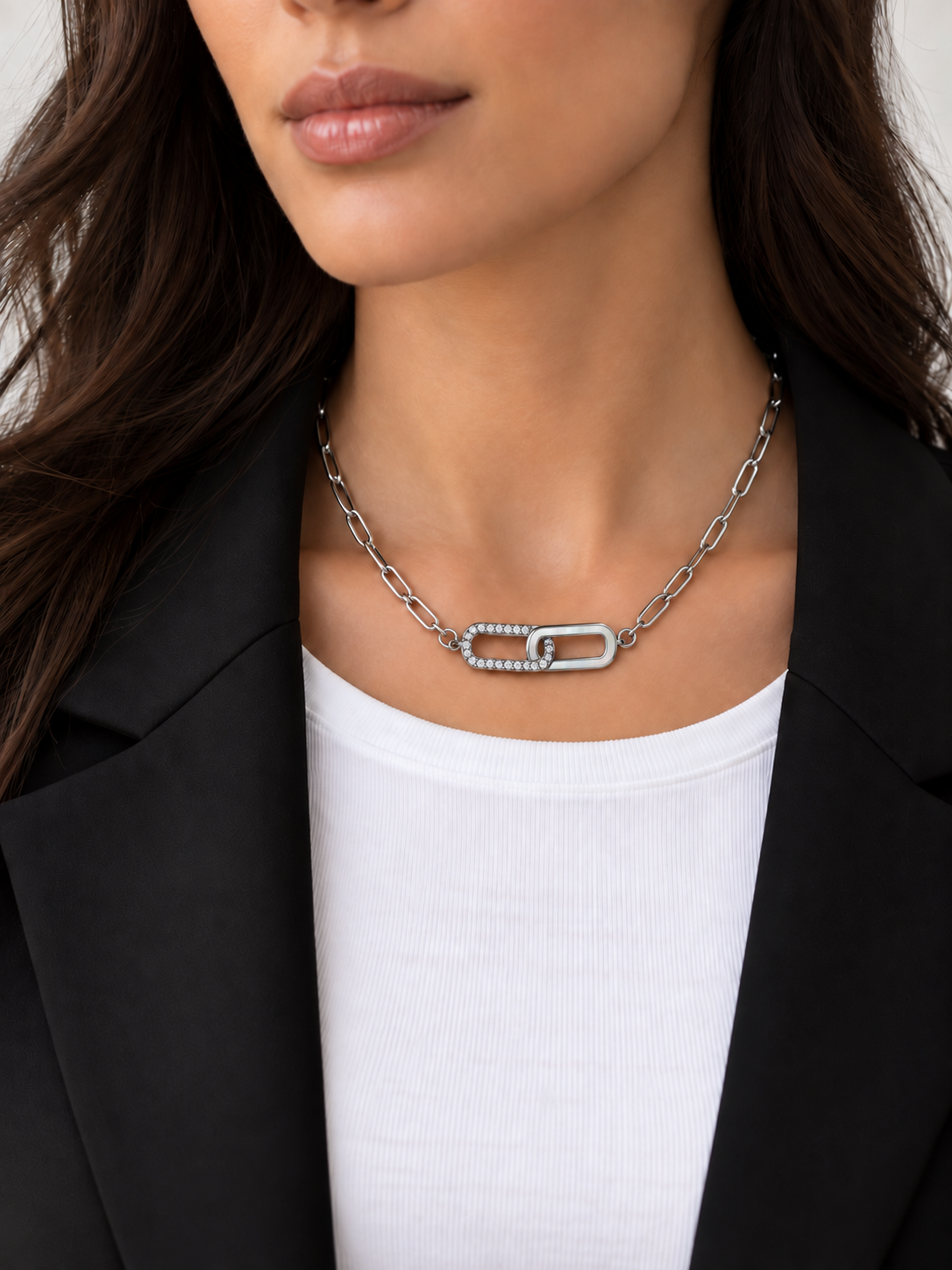 Collier argenté pendentif lacé