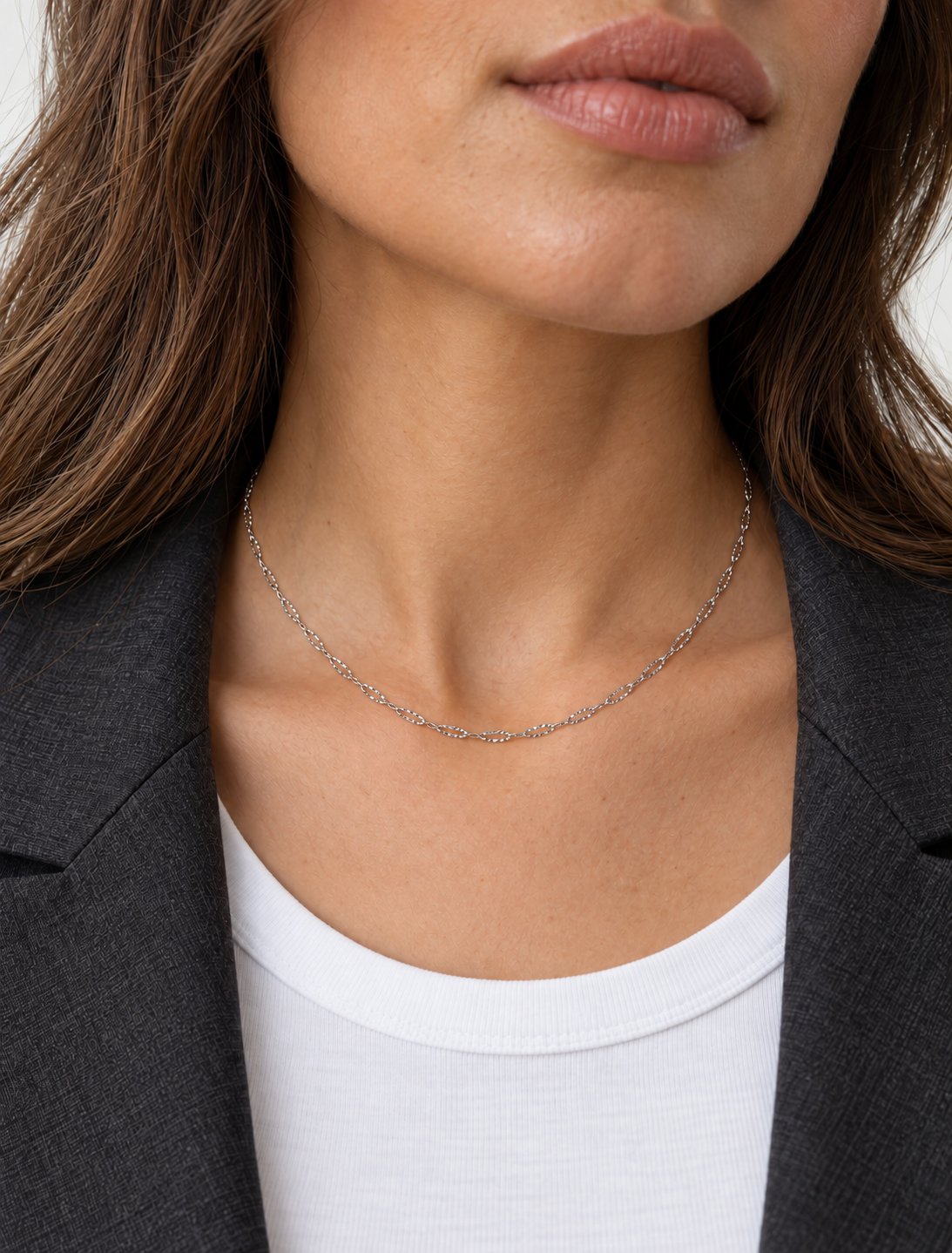 Collier maille fine argenté