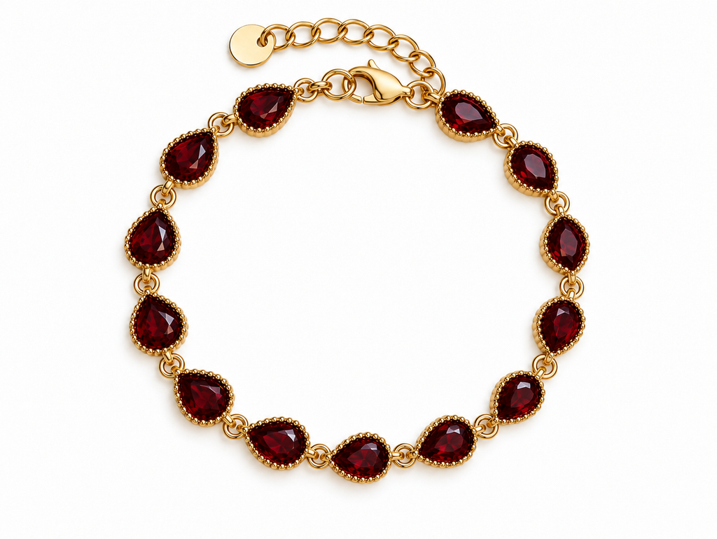 Bracelet goûtes scintillantes rubi