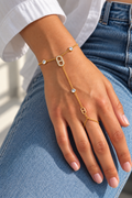 Bijou de main doré maille marine et strass – Acier inoxydable