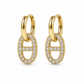 Boucles d’oreilles créoles maille marine strassées dorées