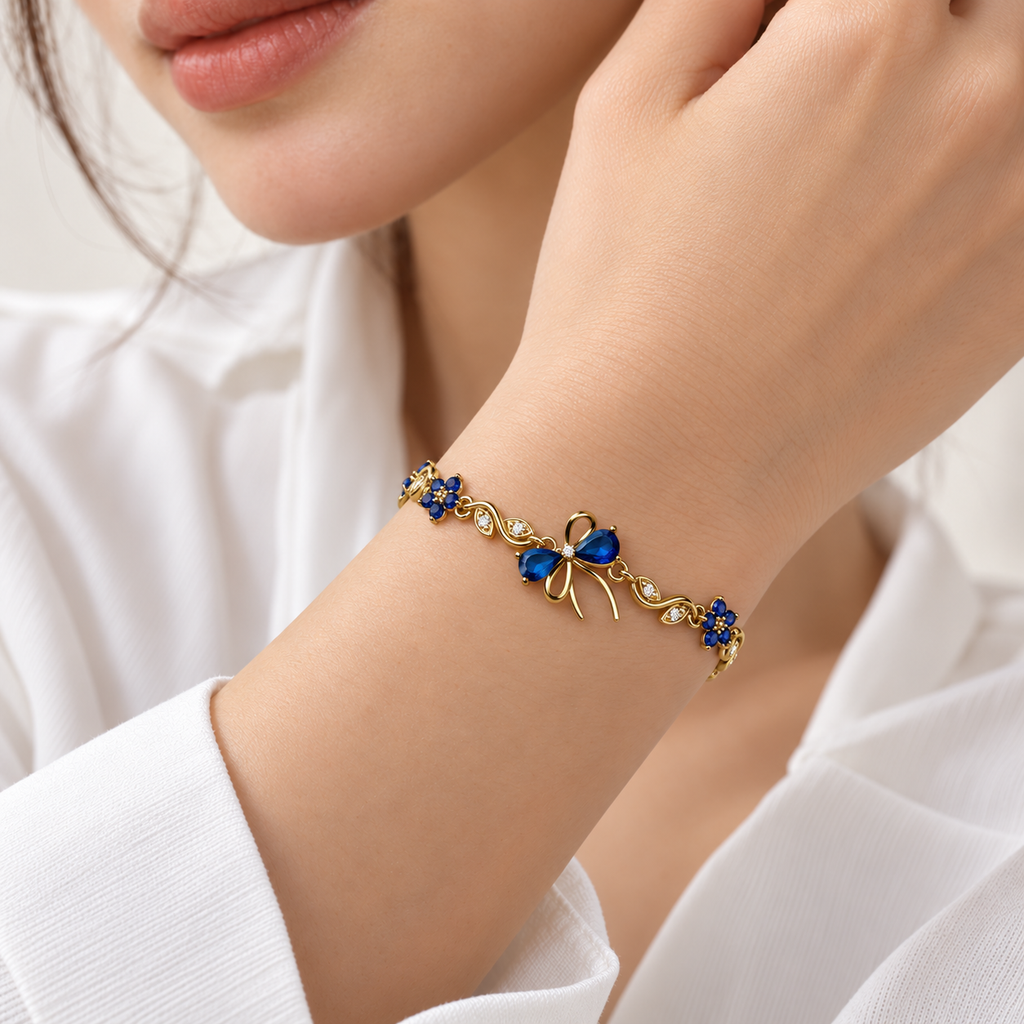 Bracelet nœud scintillant en acier inoxydable