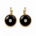 Boucles d’oreilles rondes noires et dorées – Acier inoxydable