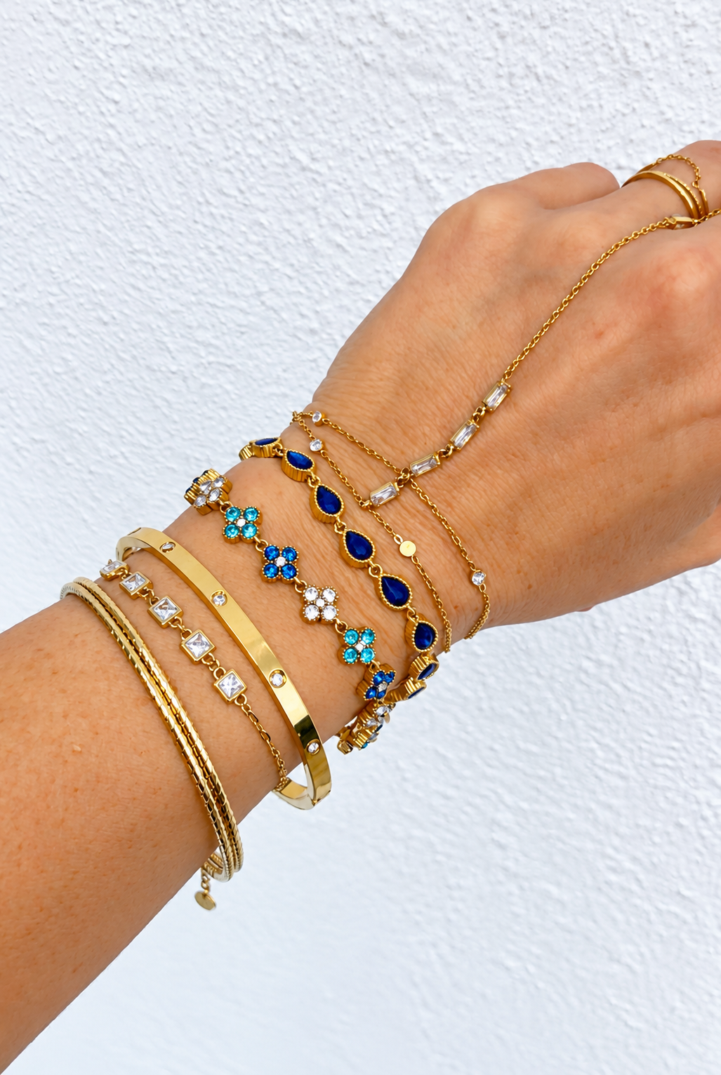 Bracelet goûtes scintillantes bleu