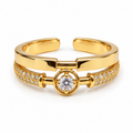 Bague dorée réglable double rang et strass
