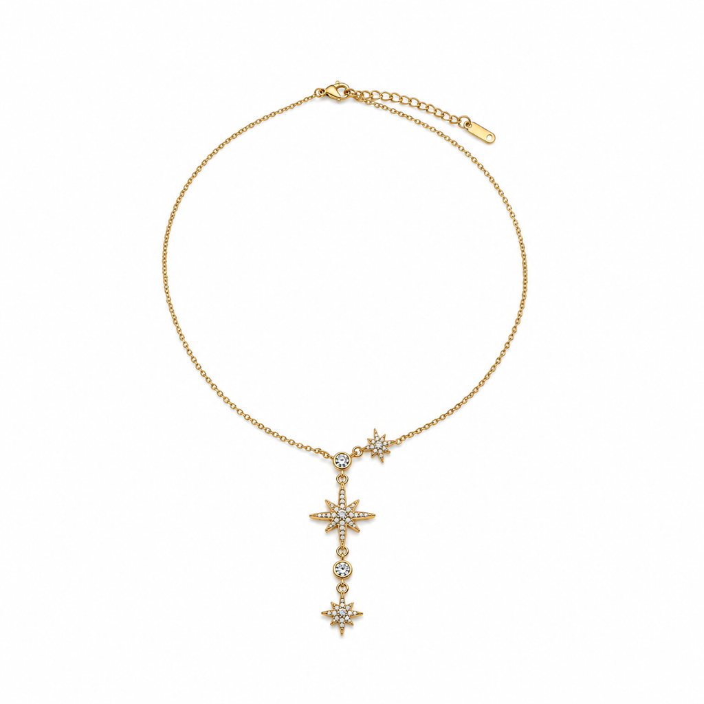 Collier Étoiles scintillantes doré en acier inoxydable