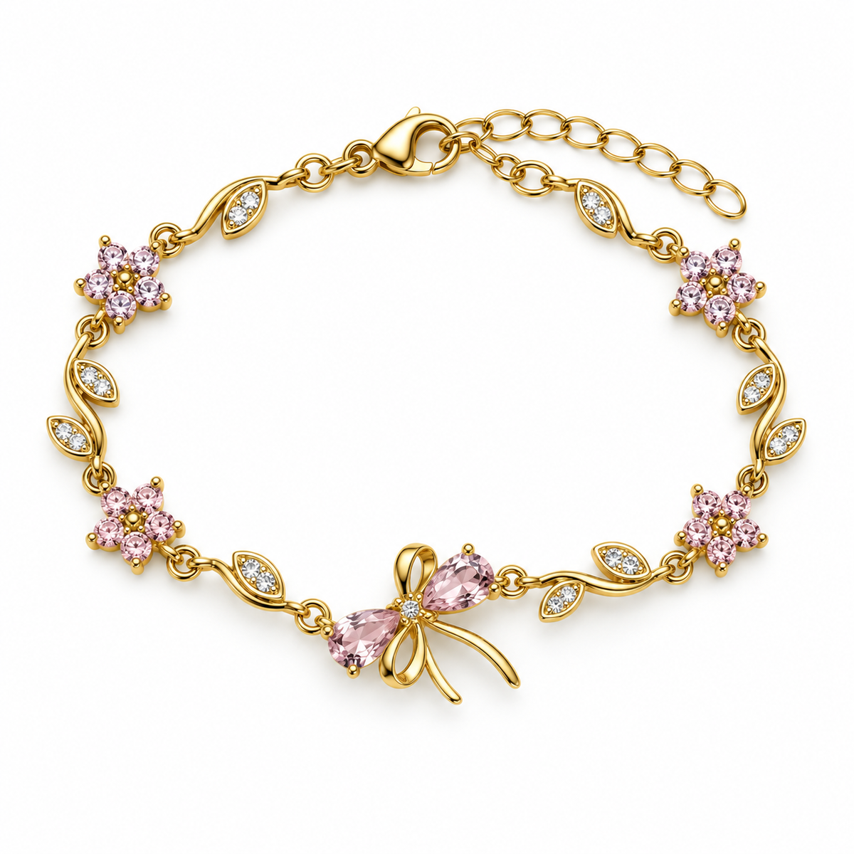 Bracelet nœud scintillant en acier inoxydable