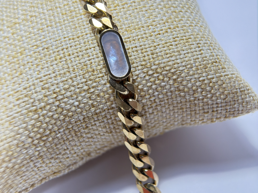 Bracelet maille pierre nacrée