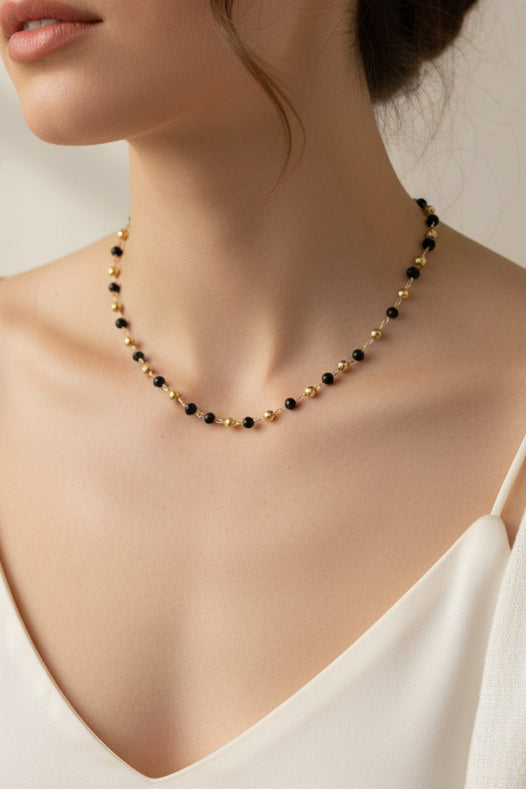 Collier perlé noir